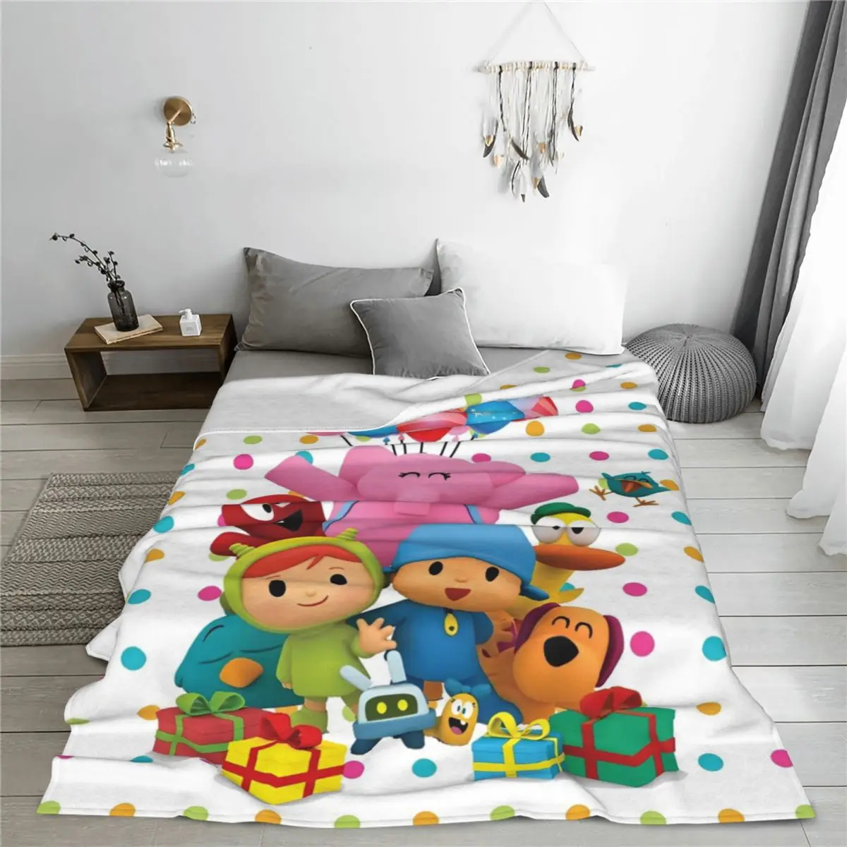 P-POCOYO Elly Pato Fred Loula Sleepy Bird Fleece Blankets Cartoon Funny Throw Blankets for Bed Sofa Couch Quilt Lightweight