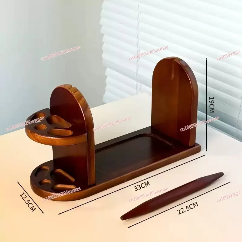 Cross-border wooden wool shaft rack with tool storage rack, knitting aids, home desktop sewing spool rack
