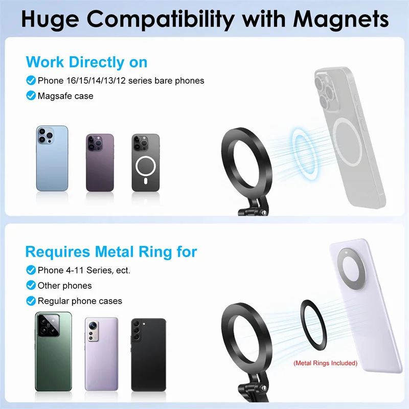 Magnetic Neck Phone Mount Phone Hand Free Neck Phone Holder Action Camera Video Recording Fixed Live Streaming Bracket