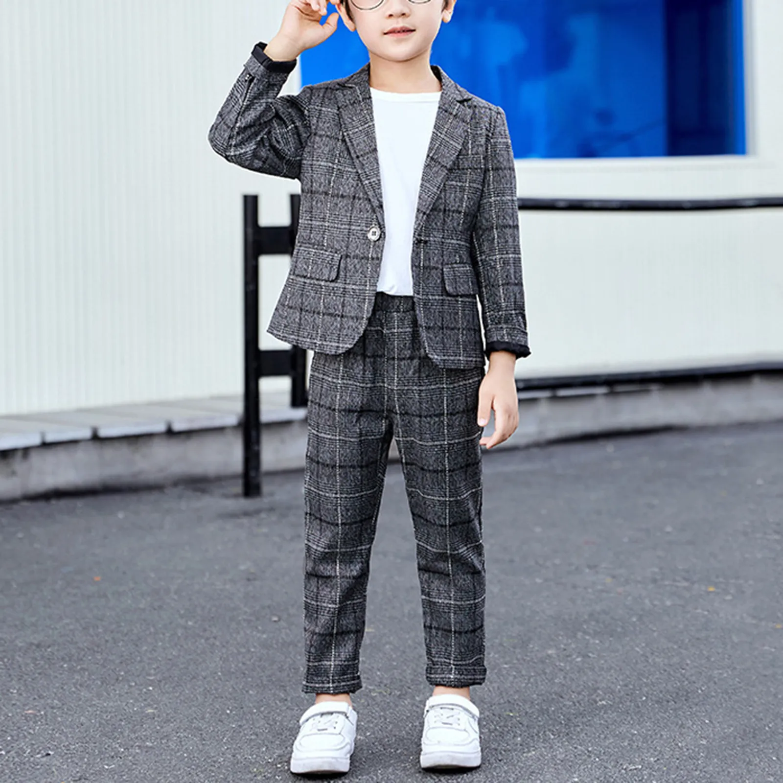 Classic Kids Piano Clothing Sets Formal Checkered Baby Boy Wedding Suits Dresses Children Festive Costume Elegant School Uniform