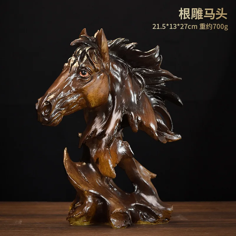 

horse head Statues Sculptures Animals Figurines Ornaments Resin Craft Feng Shui Home Office Decoration Desktop decorations