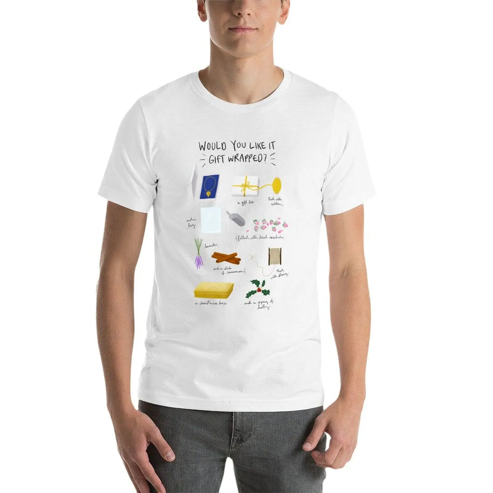 الحب في الواقع - هل تفضل هدية ملفوفة؟ | تي شيرت حبر أسود تي شيرت للرجال تي شيرت جرافيك تي شيرت رجالي مصمم تي شيرت #4