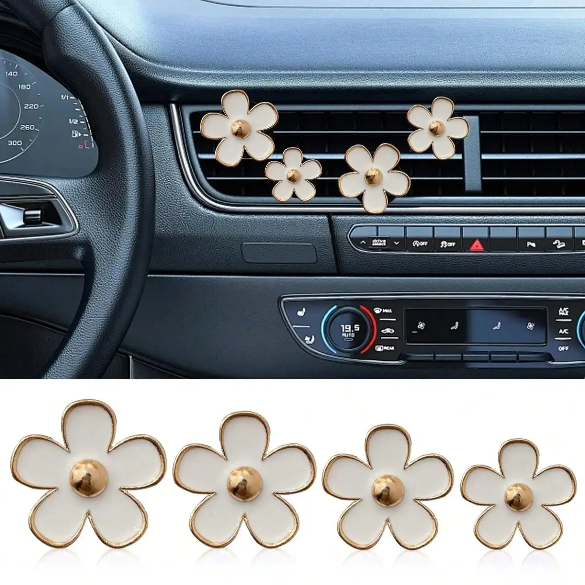 4Pcs Daisy Car Vent Clips - Air Freshener Diffuser Clips & Interior Decorative Accessories | Perfect For Self-Use & Gifting