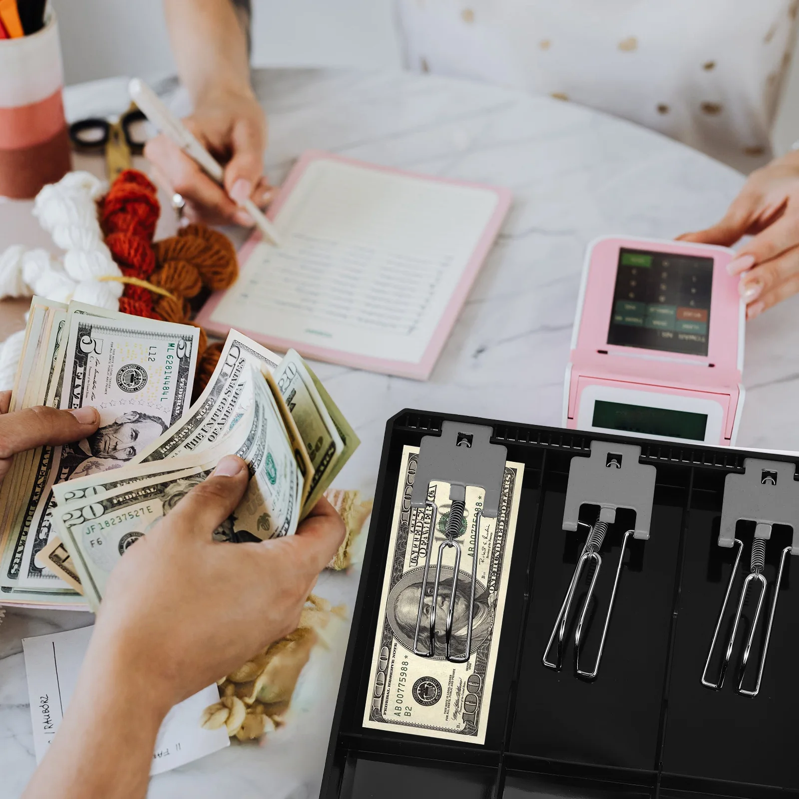 

3 Compartments Drawer Tray Register Money Box Storage Iron Coin Bill Organizers File Cash Register Drawer For Small Businesses