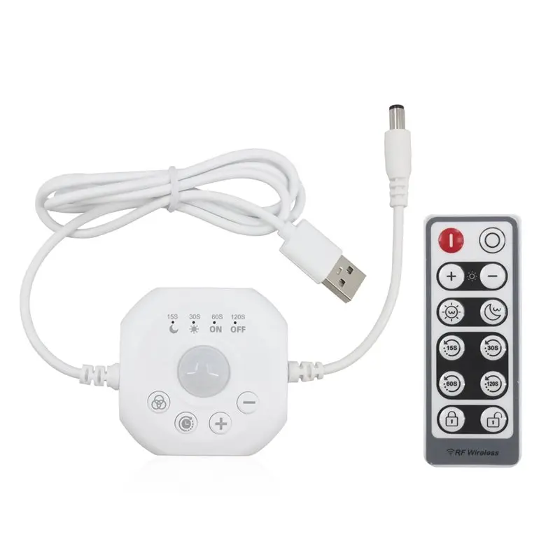 ABUO-PIR Motion Sensor Light Switch DC5-24V Monochrome Dimmer Automatic Movement Detector On OFF USB