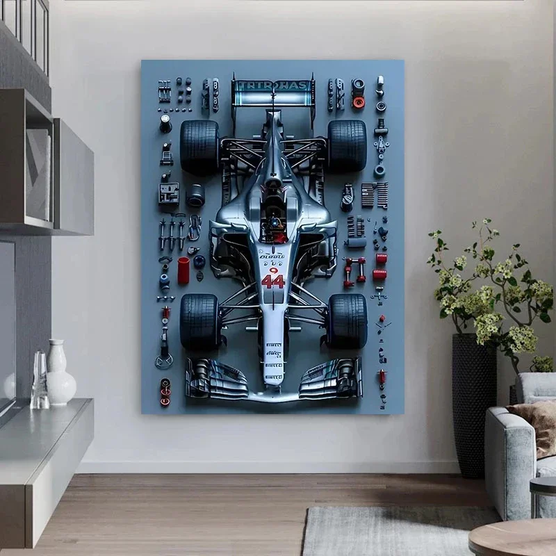 Wandkunst der F1-Rennserie – HD-Leinwanddruck-Poster für Autoliebhaber, perfekt für die Dekoration zu Hause, in der Garage oder im Club