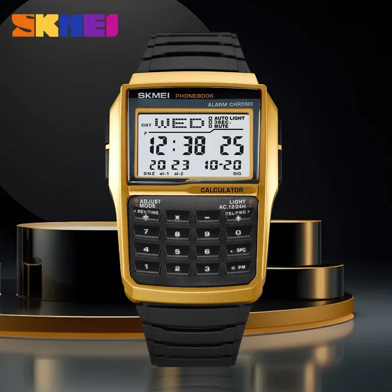 

SKMEI 2255 Digital Mens Wristwatches Dual Time Sports Waterproof Watch for Men Countdown Casual Phone Book Montre Homme 1960
