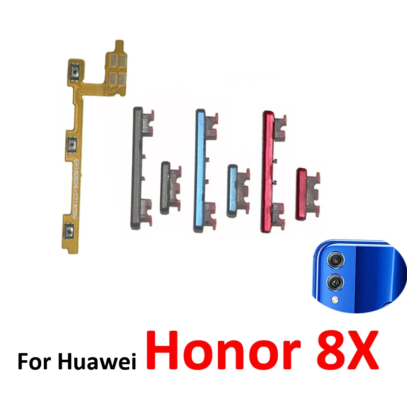 Phone Power Volume Button For Huawei Honor 8X New On Off Up Down External Key Internal Flex Cable Parts Black Blue Red
