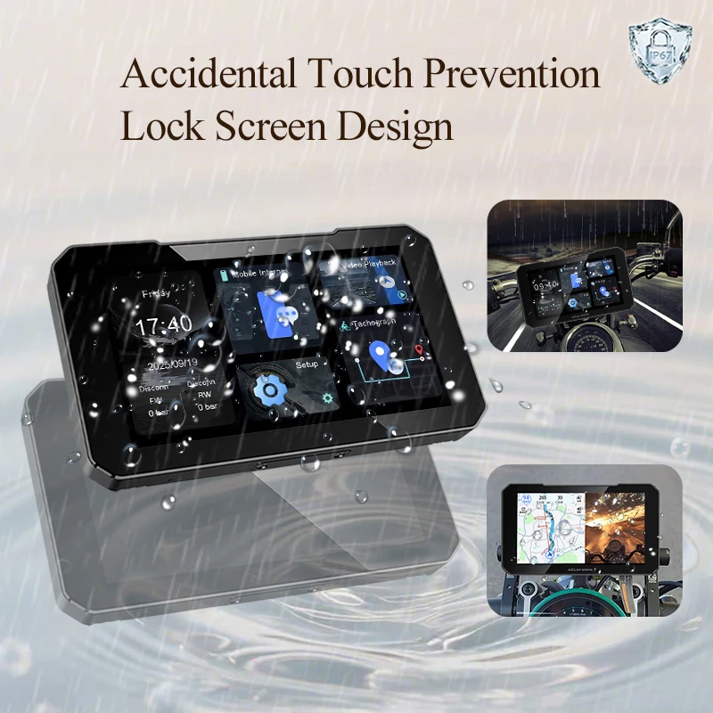 جالوب سبرايت 5 بوصة دراجة نارية نظام تحديد المواقع والملاحة اللاسلكية CarPlay أندرويد السيارات DVR محرك مسجل IP67 مقاوم للماء موتو مراقب