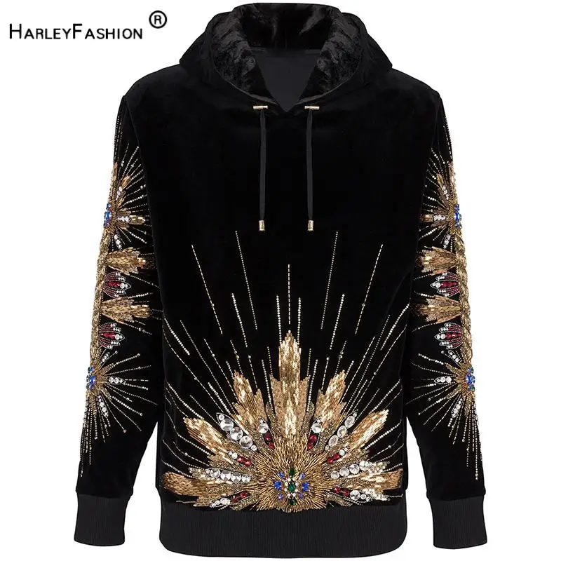 2024 European Style Newest Sequin Rhinestone Beading Lady Outwear Long Sleeve Tops Women Fashion Hoodies