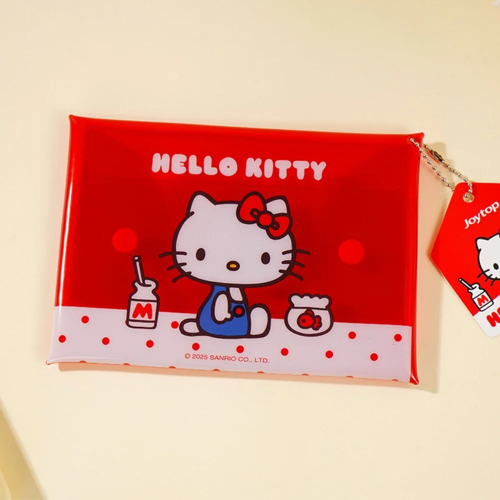 

Genuine Sanrio Hello Kitty B6 Snap Button PVC Document Bag White Red Portable File Folder Stationery Organizer Gift for Girls
