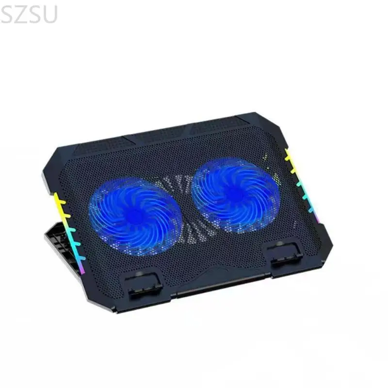 SZSU Laptop Cooling Pad Gaming Stand With Double Quiet Fan And LED Lighting For Effective Heat Reduction