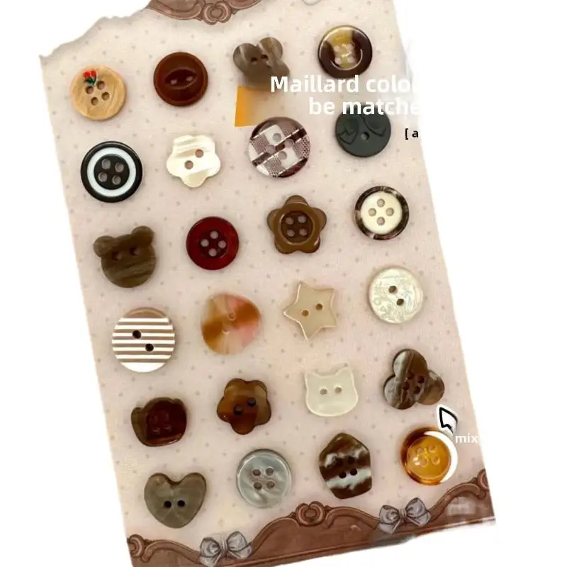10 Stück Klassische Einfache Zufällig Gefärbte Knöpfe Vintage DIY Notizbuch Dekorationsmaterialien Ins Perlenbesetzte Kleidung Handgemachtes Zubehör – Detail 7