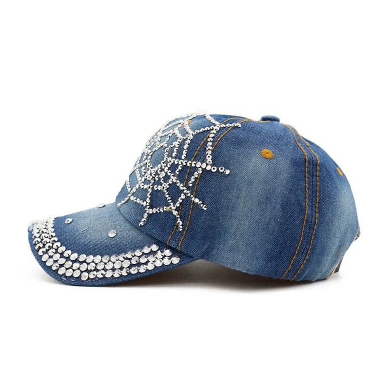 

Rhinestones Baseball Hat Fashion Denims Hat Women Retros Street Hat Sunshades Hat for Fashion Enthusiasts