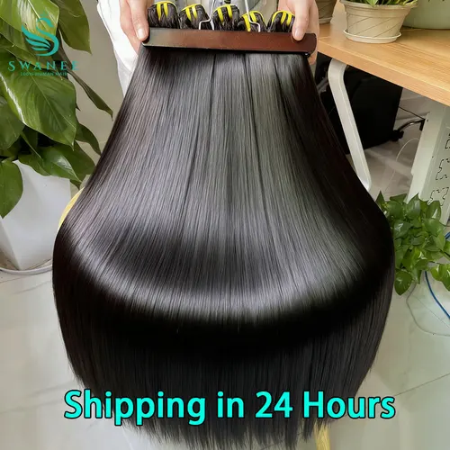 El cabello humano crudo 100% recto del hueso empaqueta las extensiones sin procesar del pelo de la trama de la pulgada 10-36 # 1B Negro natural para mujer