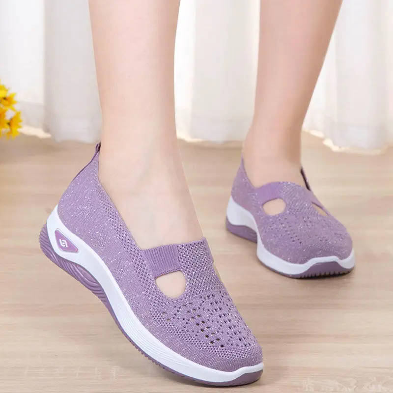 

Women's casual mary janes walking shoes women's summer sneakers slip on flat shoes Female Outdoor Mesh Soft Bottom Sports Shoes