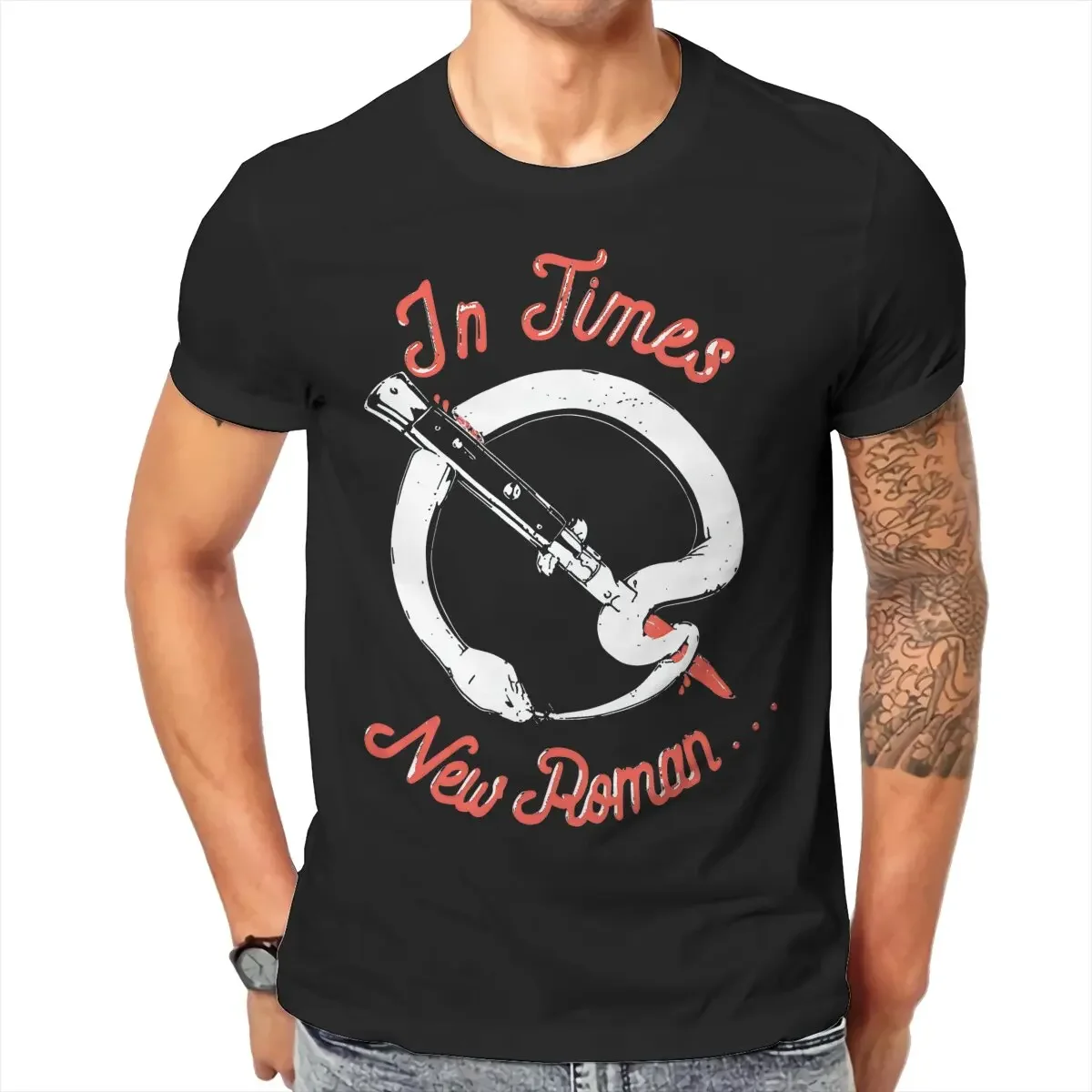 Queens of Stone Age Merch In Times New Roman Q Snake Unique Tshirt Vintage Gothic Men's Fashion Tshirts Tops Loose O-Neck Tees