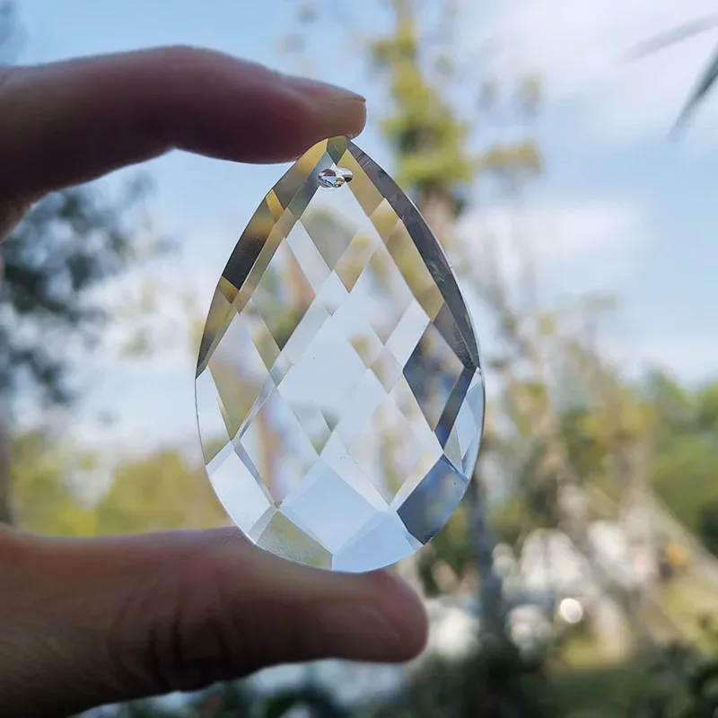 Crystal Suncatcher Faceted Grid Prisms Hanging Pendant Chandelier Part Crystals Prism Light Sun Catcher Home Christmas Decor