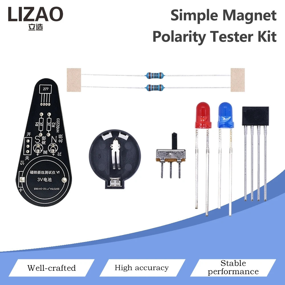 DIY Magnet Polarity Tester Unassembled Kit Magnetic N/S Pole Detector Electronic Soldering Practice Parts With PCB Board