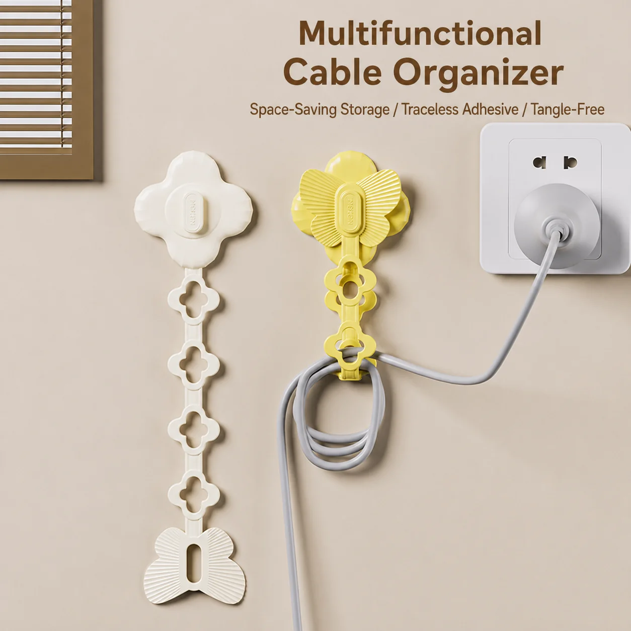 Self Adhesive Cable Organizer Butterfly Wall Mounted Cord Winder Flexible Plug Wire Holder for Kitchen Appliance Cable Storage