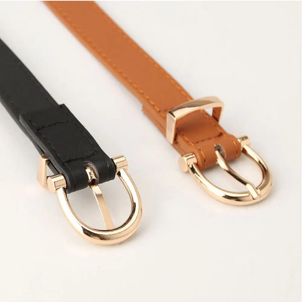 Trendy Classic For Jean Dress Buckle Summer Metal Women Belt PU Leather Thin Waist Belt Lady Waistband