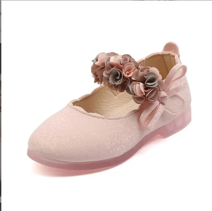 

New Toddlers Girls Floral shoes Kids Princess With Flowers Bow-knot Leather shoes Glitter Leather Children's Party Wedding Shoes