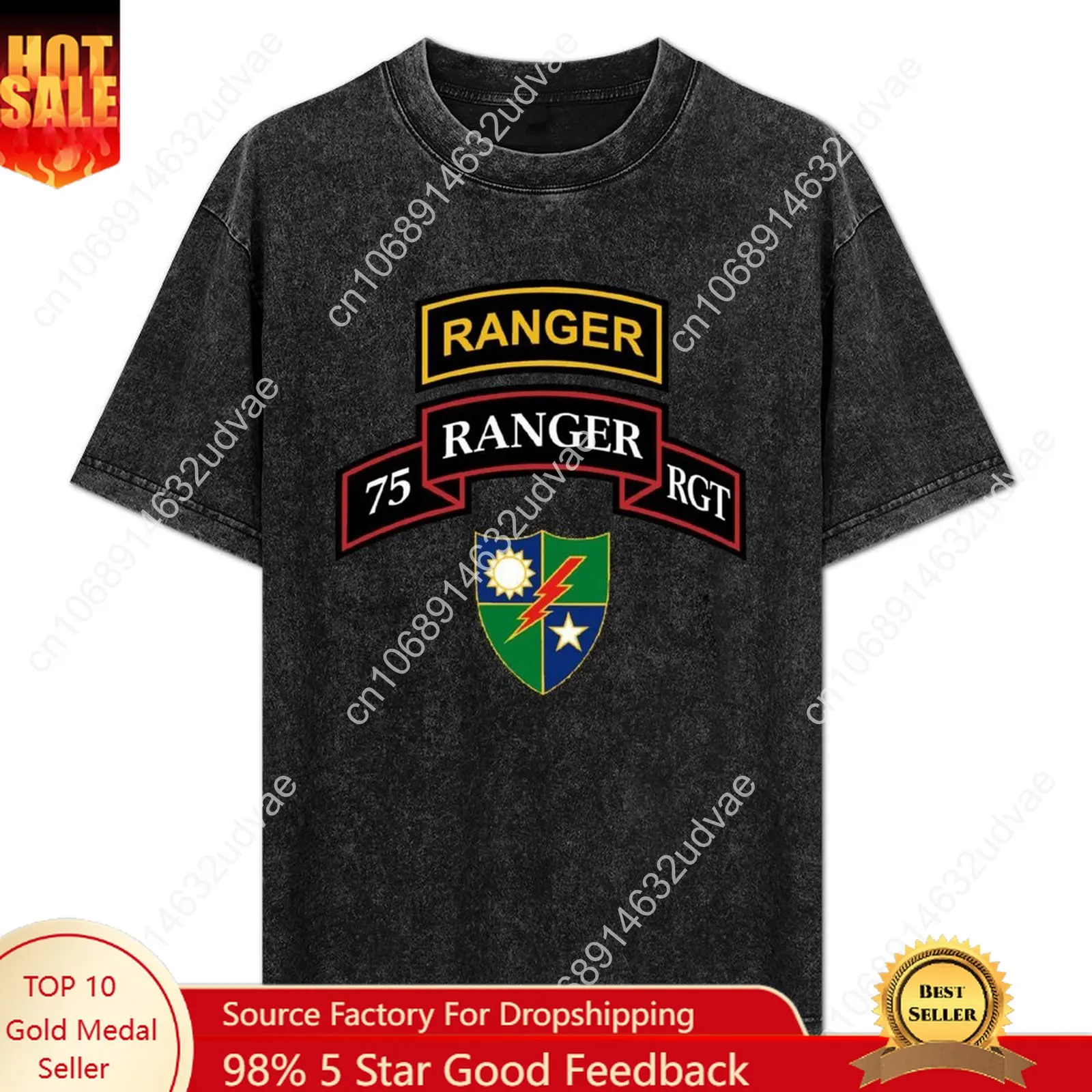 

Army 75th Ranger rgt Retro T shirts mans womans Vintage Tshirt cotton Short sleeve T-shirt soft TEE Custom tops clothes tshirt