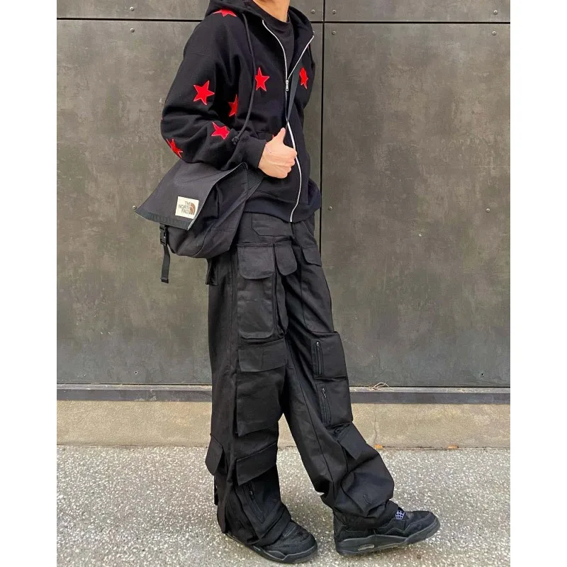 2026 Autumn New Fashionable Street Personalized Embroidery Star Zipper Commuter Men's Loose y2k Hoodie