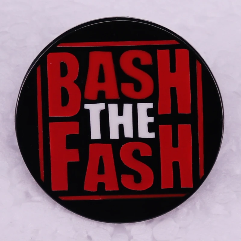 Bash the Fash enamel pin metal badge anarchist antifa movements jewelry accessories