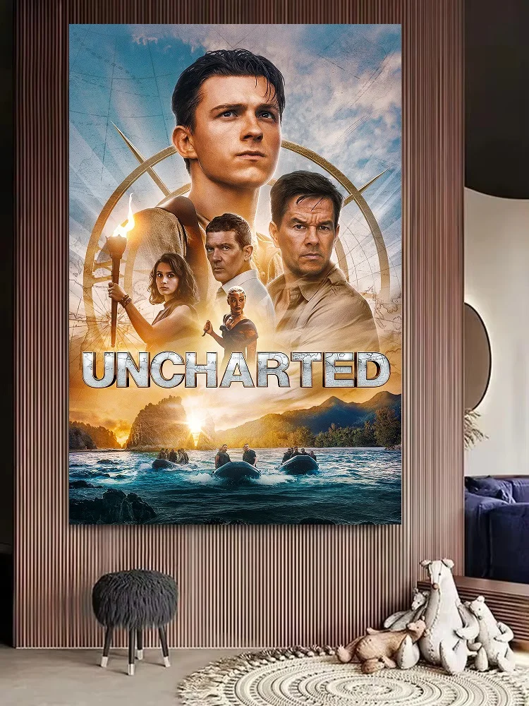 Uncharted 2022 Movie, Print Art Canvas Poster, For Living Room Decor Home Wall Picture