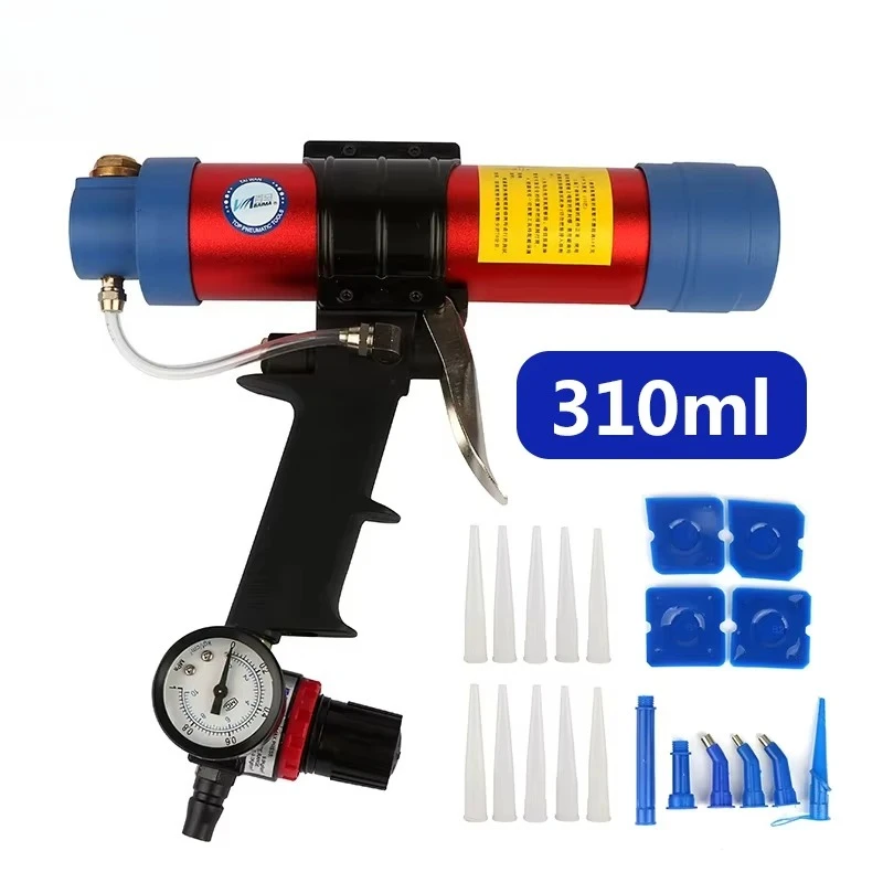 310ML Air Caulking Gun/ Pneumatic Cartridge Dispenser Silicon Sealant Applicator Glass Gluing Tool Construction Caulking Gun