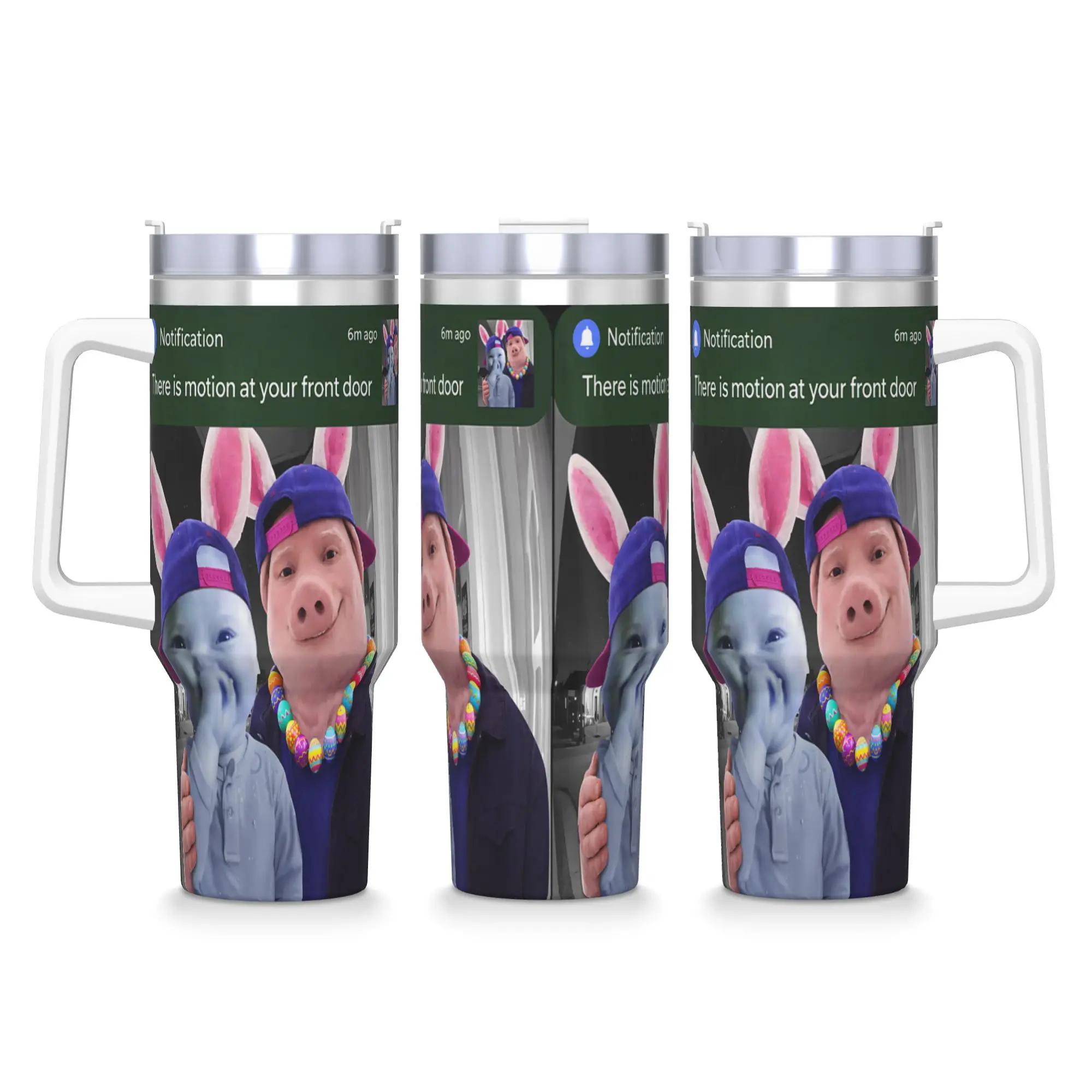 There is Motion At Your Front Door John Pork and Ai Baby Stainless Steel Tumbler Driving Thermal Cups With Straws Large Mugs Cup