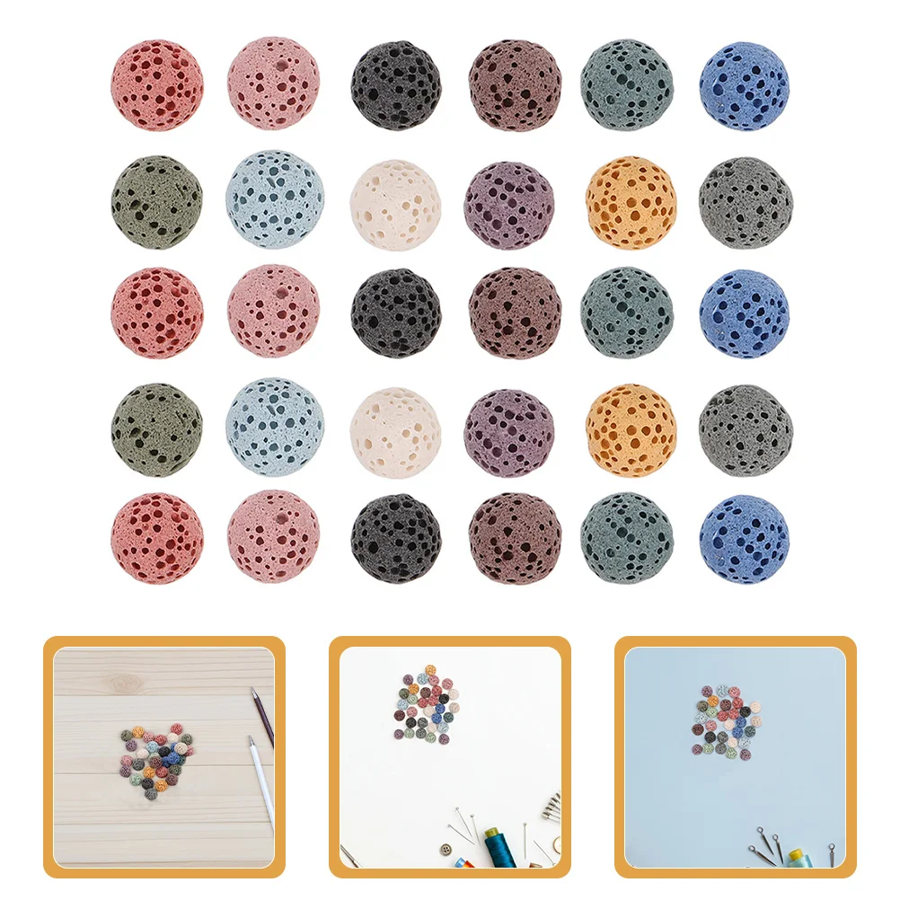 

33 Pcs Volcanic Stone Diffuser Beads Aromatherapy Jewelry Diffusers Essential Oil Round for Home Volcano Natural Cube Nonporous