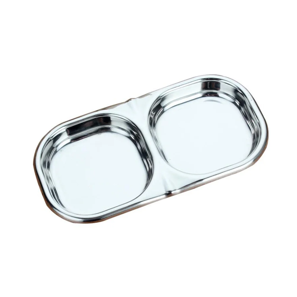 مقصورة مزدوجة طبق توابل وصلصة الفولاذ المقاوم للصدأ نكهة السلطانية ل المقبلات بهار الحلوى غمس إناء/ قدر التوابل تخدم