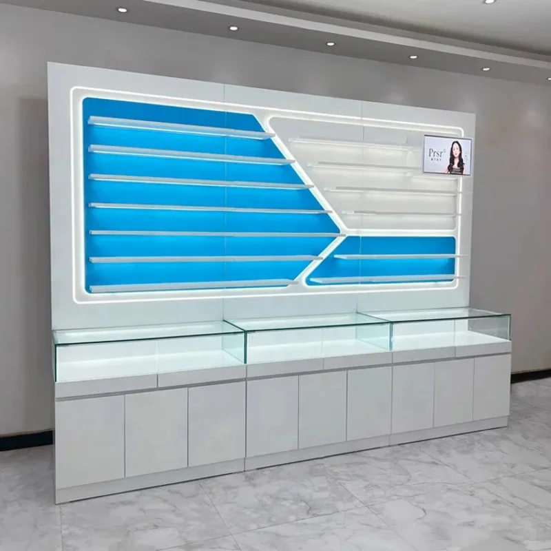 custom.Factory Custom Painted Portable and Foldable Modern Glass Display Cabinet Eyewear Stores Shop Furniture Manufacturing