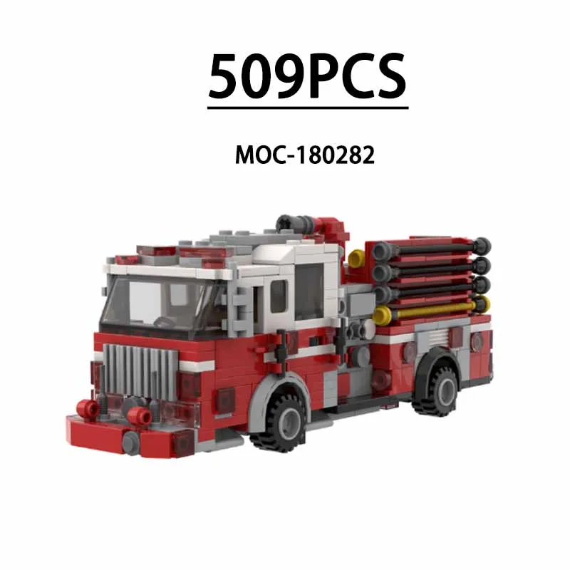 Building Block MOC-180282 Truck Transporter Fire Truck Van 509PCS Educational Kids Birthday Gift Christmas Toys