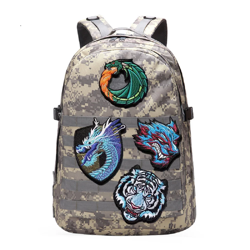 New  Animal Series Armband Jungle Tiger Morale Badge Embroidery  Sticker Direwolf with Backpack Hook Loop Patches for Clothing