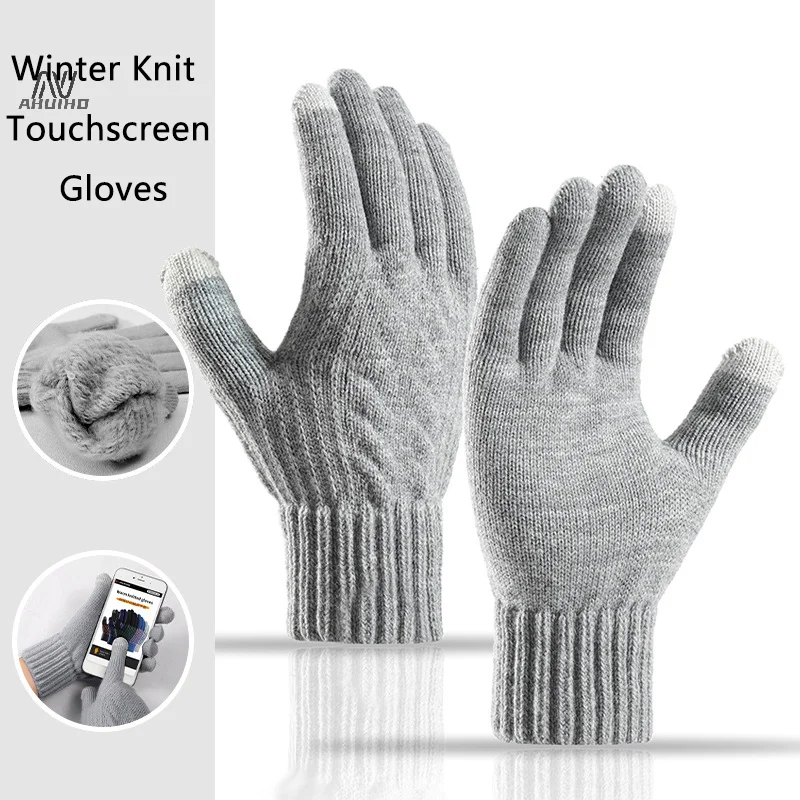 Winter Warm Touch Screen Glove Men Knitted Glove High Quality Thicken Warm Windproof Coldproof Full Finger Glove