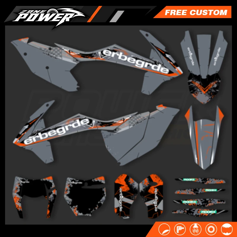 Powerzone Custom Team Motorcycle Graphics Backgrounds Decal Stickers Kits for KTM SX SXF 2016-2018 EXC XCW 2017-2019 125- 500cc