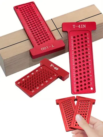 Woodworking Scribe Metric/Inch T-Square Hole Pocket Ruler Aluminum Line Drawing Gauge Carpenter Right Angle Protractor Layout