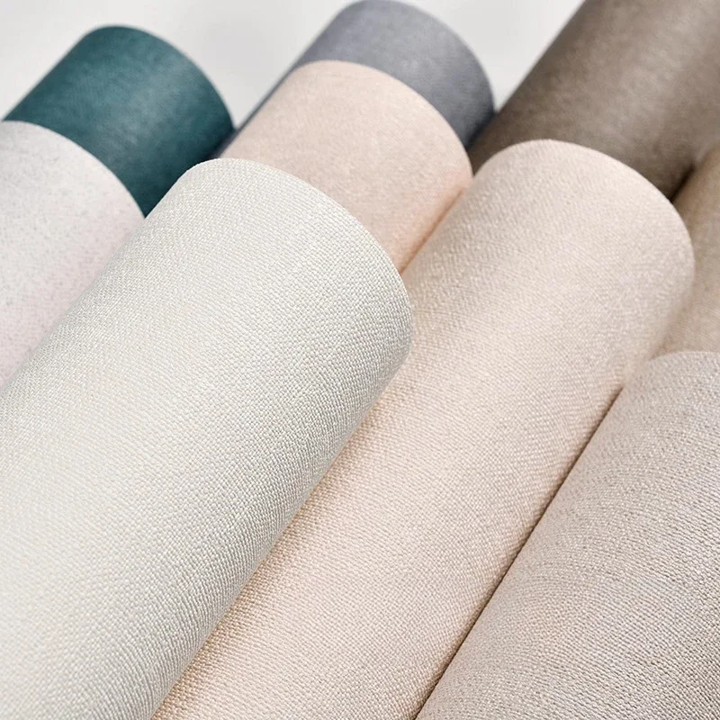 Solid Color Retro Nostalgic Industrial Style Linen Cloth Pattern Cement Pattern Peacock Blue Nordic Brushed Wallpaper