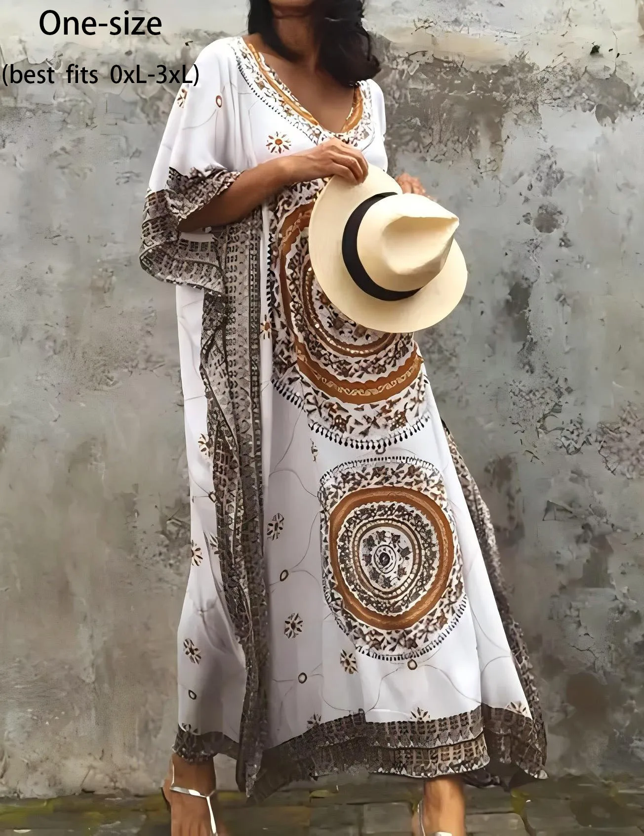 Cover-Up de plage de style ethnique bohème d'été pour femmes – Robe ample pour bikini et maillots de bain