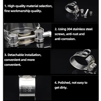 1 ks nerezové oceli posiluje hadicovou svorku 17-252 mm palivové potrubí vzduchová hadice vodní potrubí automobilová svorka na hadici volitelná velikost hadicové svorky 10 nejlepší prodej 1palcové trubkové objímky - №7