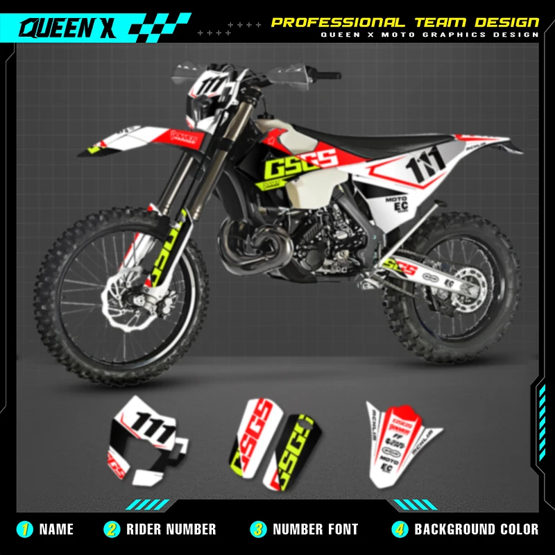 QUEEN X MOTO Motorcycle Team Graphics Decal & Sticker Kit For GASGAS 2018 2019 2020 EC 003