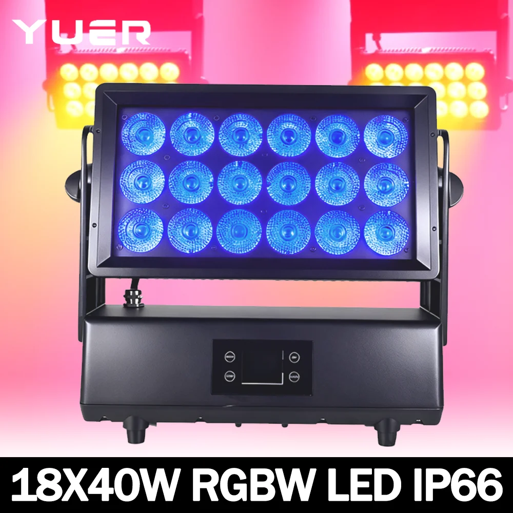 Waterproof Floodlights 18x40W LED RGBW with strobe flash effect DMX512 for DJ Disco Party bar club Wedding Stage Show lighting