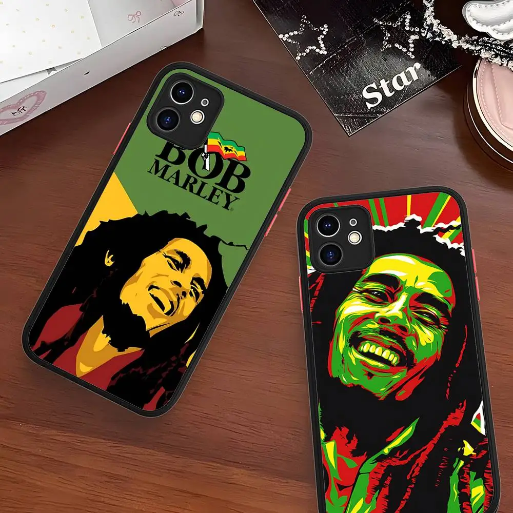 

Bob Marley Rasta Lion For IPhone 16 15 14 Plus 13 12 11 Pro Max X XS MAX Translucent Matte Shockproof Cover