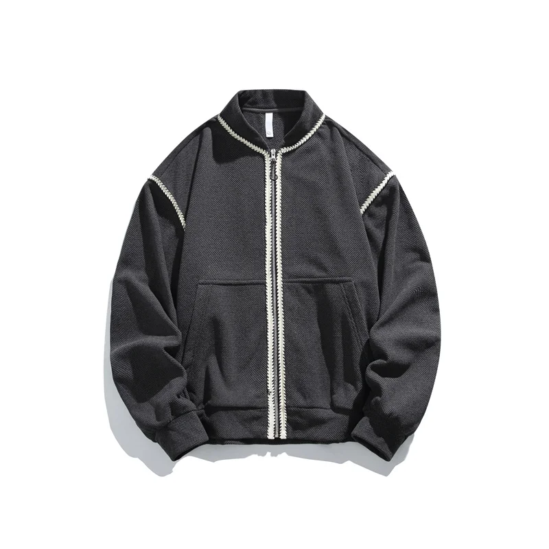 

Unisex Oversized Stand-Collar Jacket with Contrast Trim Details | Versatile Casual Streetwear for All Oversized
