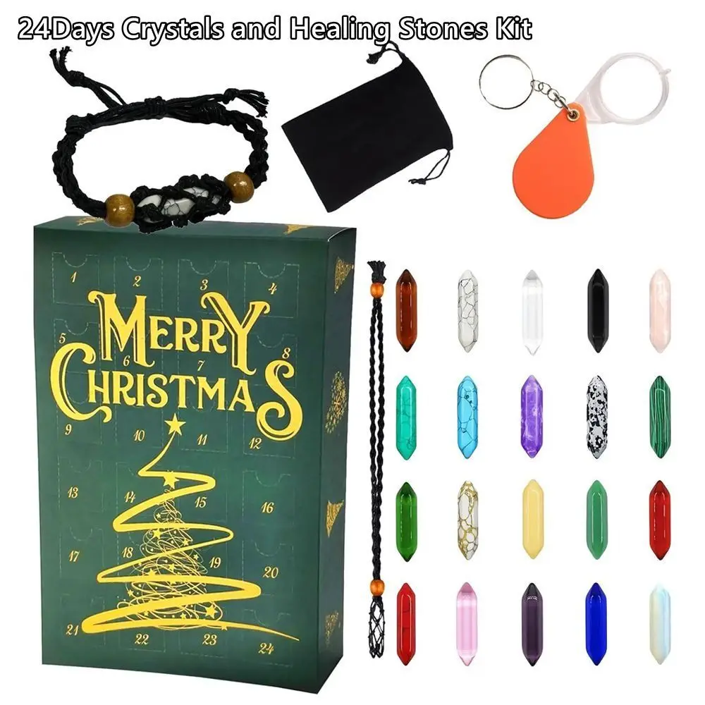 Christmas Countdown Calendar Crystals Advent Calendar with Chakras Healing Stone Rock Natural Stone Christmas Advent Calendar