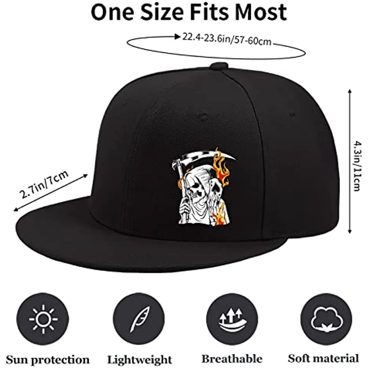 Cappelli Snapback per uomo cappelli Hiphop piatti per uomo Brim Death Skeleton Black Men cappelli attillati da Baseball Hip Hop Rock Trucker Caps