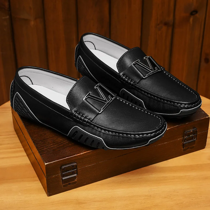 Leather Shoes for Men Loafers Mens Dress Work Business Men's Mirror Luxury Designer Footwear Slip on Golf Stylish Flat Casual